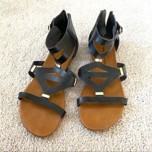 Black flat sandals